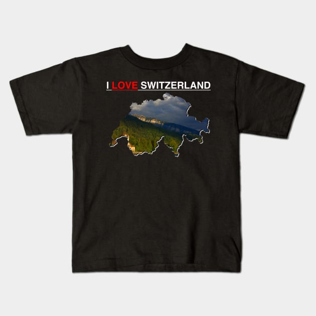 I Love Switzerland Interlaken Lake Castle Kids T-Shirt by PathblazerStudios